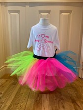 Neon Tutu  80s Fancy Dress Petal Rainbow Multi Colour Hen Party Music Festival