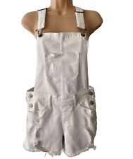 Hollister Dungarees Shorts Size XS White Boyfriend Overalls Cotton Summer Women