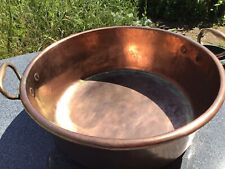 LARGE OLD COPPER BASIN ANTIQUE HAND MADE VINTAGE VICTORIAN BOWL KITCHEN BATHROOM