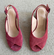 WEDGE HEEL SLING BACK HOBBS SHOES SIZE 36 EXCELLENT CONDITION. RASPBERRY COLOUR