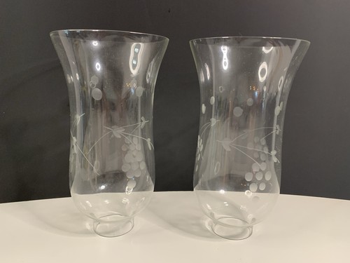 Pair etched grape glass - etched,
