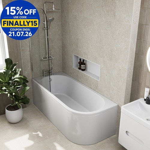 Shaped shower bath left hand - shower,