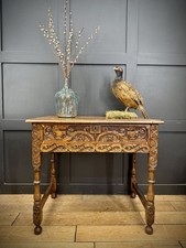 Antique Carved Oak Side Table