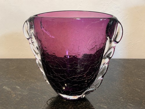 Amethyst crackle glass vase - crackle,