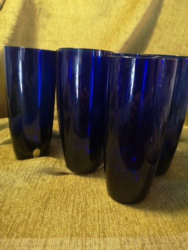 Six cobalt blue highball