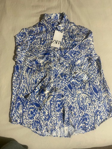 Zara blue and cream printed - zara,