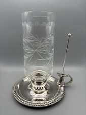 Vintage Barker Ellis Silver Plate & Etched Glass Hurricane Candle Holder