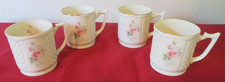 4 PARIAN DONEGAL IRELAND CHINA MUGS BASKET WEAVE & ROSE DESIGN