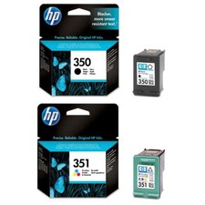 Genuine HP 350 & HP 351 Black and tri-colour ink Cartridges - (CB335E + CB337E)
