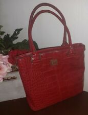 Designer ANNE KLEIN Red Mock Croc Leather Like Shoulder Handbag Tote Grab Bag 