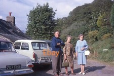 35mm Slide - Older Man & Two Women By Vauxhall Victor & Austin A40, 1960s