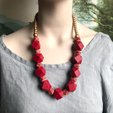 Chunky Red Wooden Necklace