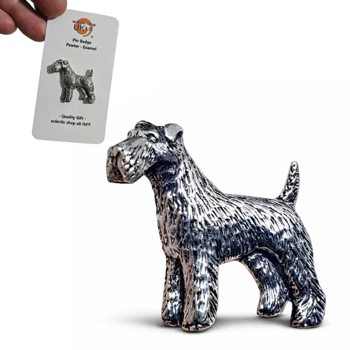 Fox terrier pin badge pewter - terrier,