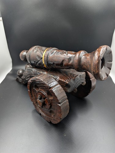 Hand carved hardwood artillery - carved,