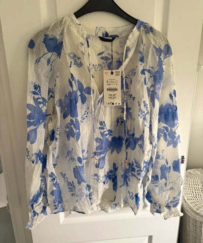 Zara blue white floral long - zara, &