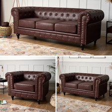 Chesterfield Sofa Suite Brown