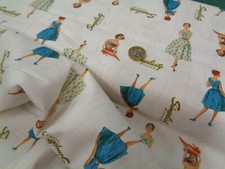 Simplicity retro vintage fabric organic 100% cotton /lady/pattern 1950's half mt