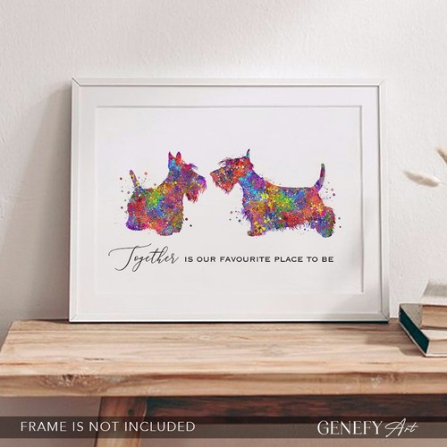 Scottish terrier watercolour - scottish,