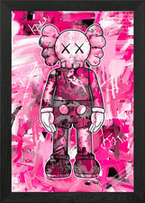 pink kaws Framed Wall Art
