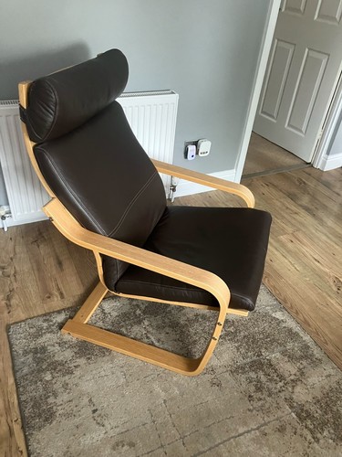 Ikea poang brown leather - ikea, birch