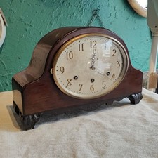 Antique Fully Working Westminster Chime Oval Mantle Clock Art Deco 1930s Large 