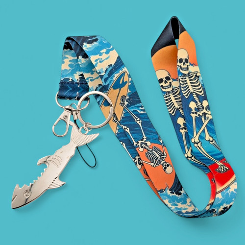 Surfer skeleton lanyard - surfer,