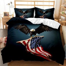 Holiday Gift Bedding Set Bald Eagle Quilt Duvet Cover Single Double King Size H1