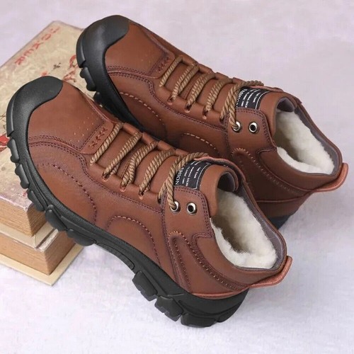 Mens leather warm ankle boots - leather,