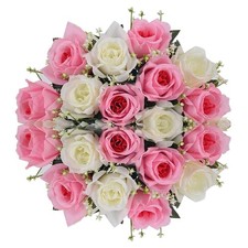 18 Heads Silk Rose Artificial Flowers Fake Bouquet Home Party Wedding Decor PN