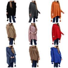 Womens Italian Batwing Jumper winter Poncho Ladies Knitted Cape Plus Size