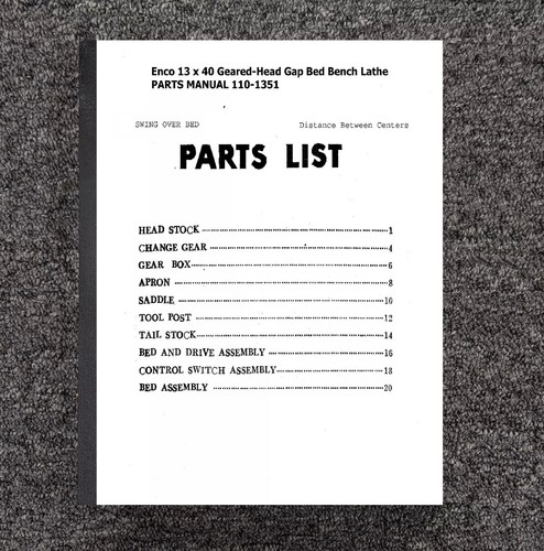 Parts manual fits - manual, lathe
