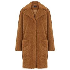 EX M&S Womens Overcoat Faux Fur Ladies Long Camel Winter Outwear Trench Coat NEW
