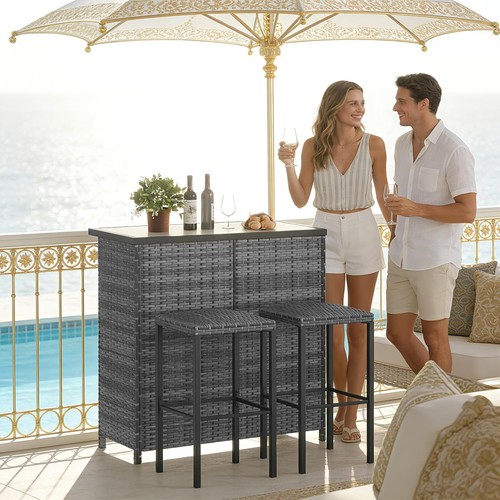 Rattan bar table patio - 3x,