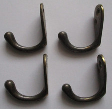 Set of 4 small Vintage Iron Hooks Old Coat Brass Plated Hangers Antique?