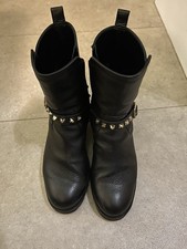 Russel & Bromley Dynamite  Black Studded Leather Boots Size 5