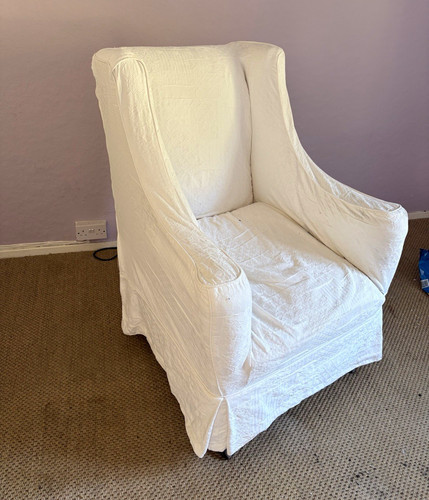 Wingback armchair white - white, padded