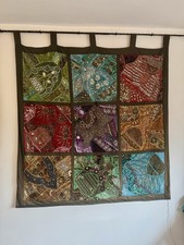 Giant Patchwork Embroidered Sequinned Indian sari wallhanging / curtain - Myakka