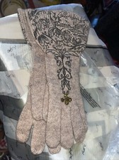 Women’s Brown Gloves With Brown Pattern And Ring Style, Bnwt Alice Hannah