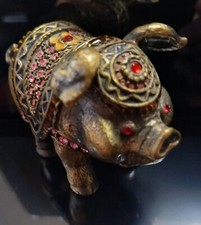 Hinged Trinket Box Brass Tone