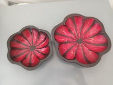 2x Wooden Bowls Hand Carved