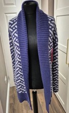 gharani strok Heather & White Edge-Edge Cardigan Size Large Uk 12-14 Bnwt Winter