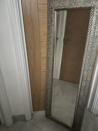 Mirror silver ornate - silver, shabby