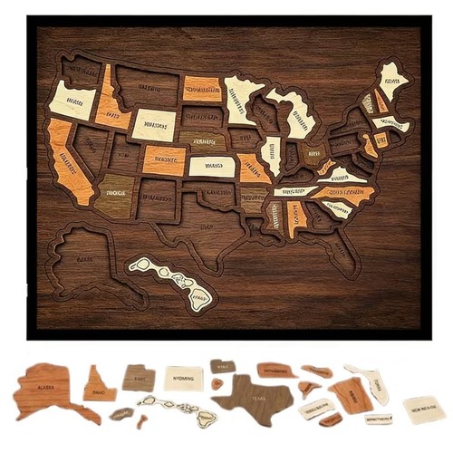 Wooden usa travel map puzzle - wooden,