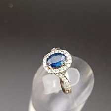 9CT White Gold, Sapphire and Diamond Cluster Ring