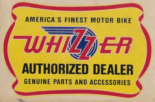 Whizzer motorbike paper sign - motorbike,