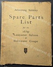1946  Armstrong Siddeley - Lancaster Saloon & Hurricane Coupe -Spare parts List