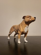 Vintage John Beswick Staffordshire Bull Terrier Figurine Ornament Gloss Tan Dog