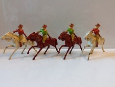 Collection Of 4 Johillco Rare Cowgirls on Horseback. Metal Toy Models