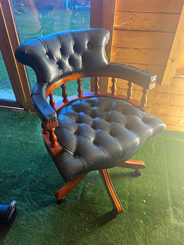 Blue leather captains - captains, chair
