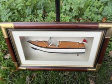 VINTAGE Cased / Framed Half Hull Yacht Model - Sailing Boat Model; Detailed